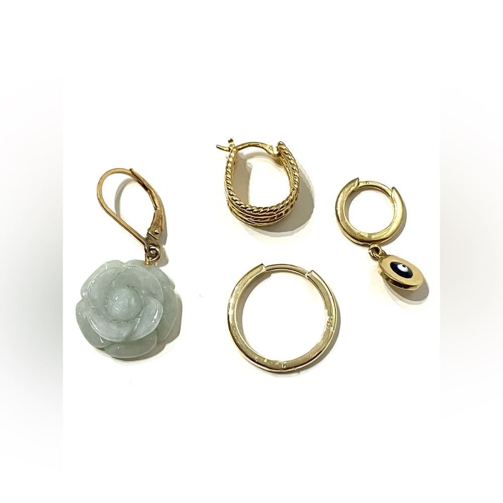4 Mismatched Gold Plated Sterling Silver Earrings